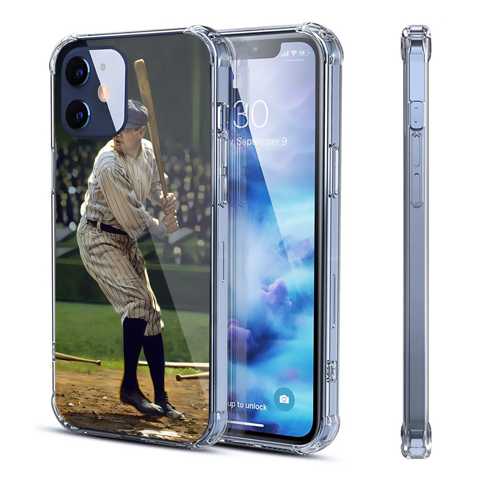 Babe Ruth 19 Clear IPhone 12 Case – Soft TPU With UV Print – Enhanced Drop Protection, Precise Fit, Anti-Fingerprint, Customizable Design, Scratch-Resistant, Yellow-Resistant